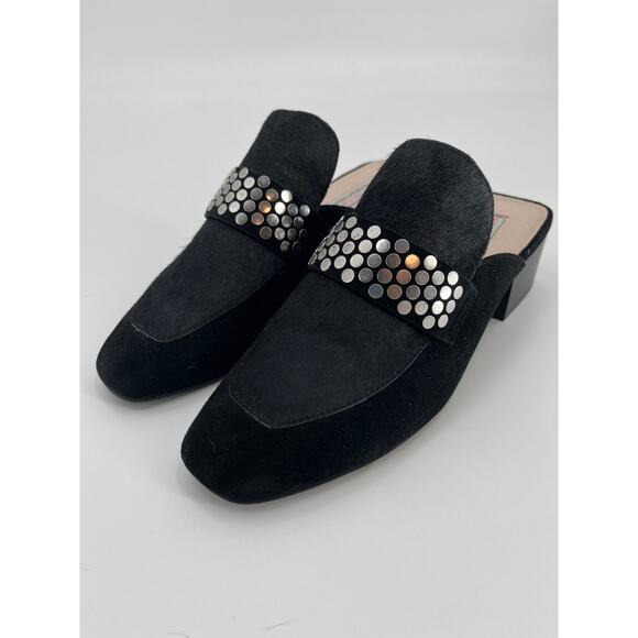Kristin Cavallari Chinese Laundry Fearless Mules Sz 7 Black Fur Leather Slip On - Picture 1 of 10
